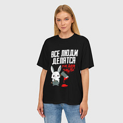 Футболка оверсайз женская Мизантроп кролик с топором, цвет: 3D-принт — фото 2