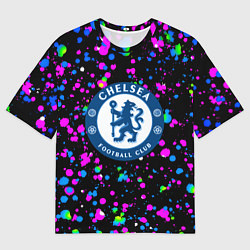 Женская футболка оверсайз Челси неоновые краски