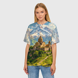 Футболка оверсайз женская Храм у подножия вечных вершин, цвет: 3D-принт — фото 2