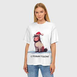 Футболка оверсайз женская Недовольная лошадка на белом, цвет: 3D-принт — фото 2