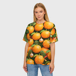 Футболка оверсайз женская Мандариновое настроение, цвет: 3D-принт — фото 2