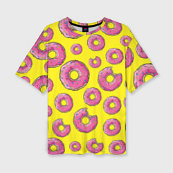 Футболка оверсайз женская Пончики Гомера, цвет: 3D-принт