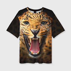 Женская футболка оверсайз Рык леопарда