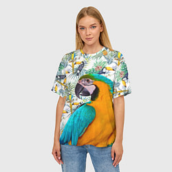 Футболка оверсайз женская Летний попугай, цвет: 3D-принт — фото 2