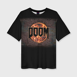 Женская футболка оверсайз DOOM Fire