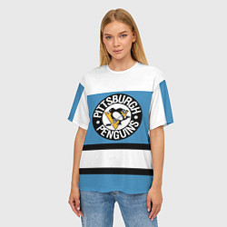 Футболка оверсайз женская Pittsburgh Penguins: White, цвет: 3D-принт — фото 2