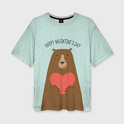 Женская футболка оверсайз Медведь с сердцем