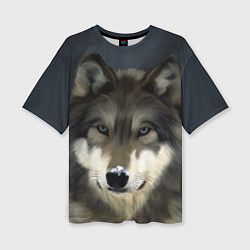 Женская футболка оверсайз Зимний волк