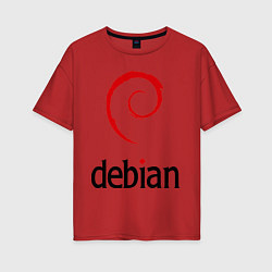 Футболка оверсайз женская Debian, цвет: красный