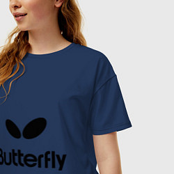 Футболка оверсайз женская Butterfly Logo, цвет: тёмно-синий — фото 2