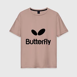 Футболка оверсайз женская Butterfly Logo, цвет: пыльно-розовый
