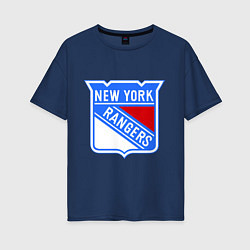 Футболка оверсайз женская New York Rangers, цвет: тёмно-синий