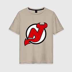 Футболка оверсайз женская New Jersey Devils, цвет: миндальный