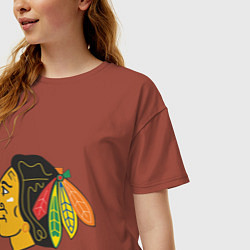 Футболка оверсайз женская Chicago Blackhawks, цвет: кирпичный — фото 2