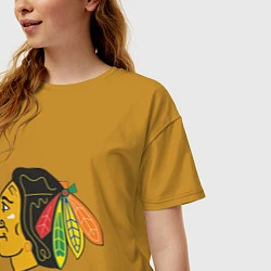 Футболка оверсайз женская Chicago Blackhawks, цвет: горчичный — фото 2