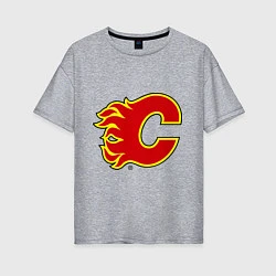 Футболка оверсайз женская Calgary Flames, цвет: меланж
