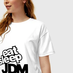 Футболка оверсайз женская Eat sleep jdm, цвет: белый — фото 2