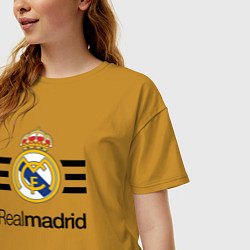Футболка оверсайз женская Real Madrid Lines, цвет: горчичный — фото 2
