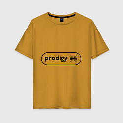 Футболка оверсайз женская Prodigy лого с муравьем, цвет: горчичный
