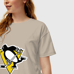 Футболка оверсайз женская Pittsburgh Penguins: Malkin 71, цвет: миндальный — фото 2