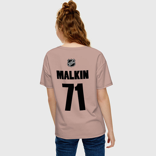 Женская футболка оверсайз Pittsburgh Penguins: Malkin 71 / Пыльно-розовый – фото 4