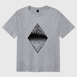 Футболка оверсайз женская Пейзаж таутировка, цвет: меланж