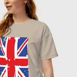 Футболка оверсайз женская Британский флаг, цвет: миндальный — фото 2