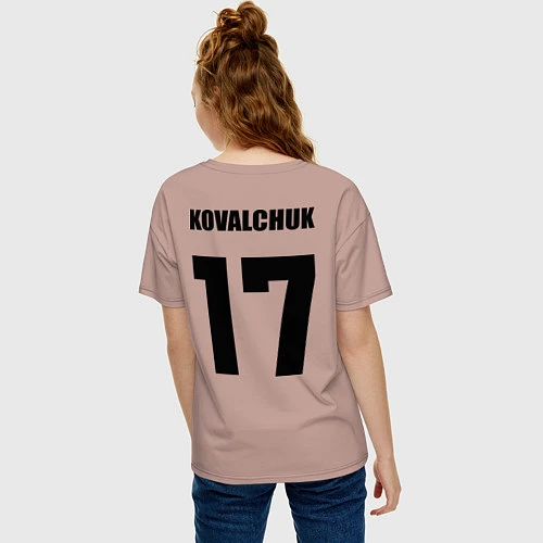 Женская футболка оверсайз New Jersey Devils: Kovalchuk 17 / Пыльно-розовый – фото 4