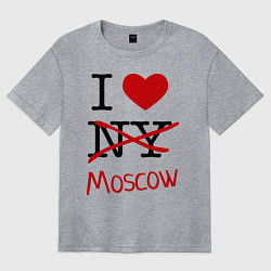Футболка оверсайз женская I love Moscow, цвет: меланж