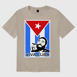 Футболка оверсайз женская Fidel: Viva, Cuba!, цвет: миндальный