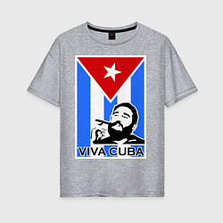 Футболка оверсайз женская Fidel: Viva, Cuba!, цвет: меланж