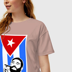 Футболка оверсайз женская Fidel: Viva, Cuba!, цвет: пыльно-розовый — фото 2