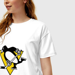 Футболка оверсайз женская Pittsburgh Penguins, цвет: белый — фото 2