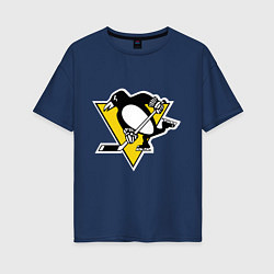 Футболка оверсайз женская Pittsburgh Penguins, цвет: тёмно-синий