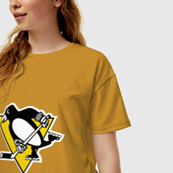 Футболка оверсайз женская Pittsburgh Penguins, цвет: горчичный — фото 2