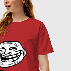 Футболка оверсайз женская Trollface. Problem? Проблемы?, цвет: красный — фото 2