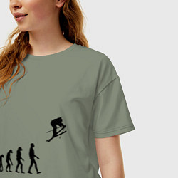 Футболка оверсайз женская Эволюция лыжник, цвет: авокадо — фото 2