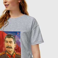 Футболка оверсайз женская Сталин: полигоны, цвет: меланж — фото 2