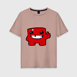 Футболка оверсайз женская Super Meat Boy, цвет: пыльно-розовый