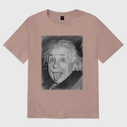 Футболка оверсайз женская Энштейн дурачится, цвет: пыльно-розовый