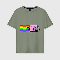 Женская футболка оверсайз Nyan Cat