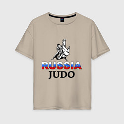 Футболка оверсайз женская Russia judo, цвет: миндальный