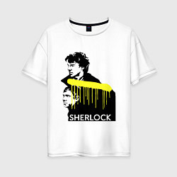 Футболка оверсайз женская Sherlock: Yellow line, цвет: белый