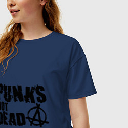 Футболка оверсайз женская Punks not dead, цвет: тёмно-синий — фото 2