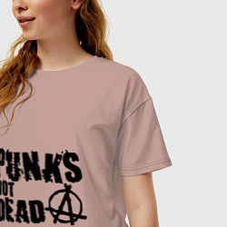 Футболка оверсайз женская Punks not dead, цвет: пыльно-розовый — фото 2