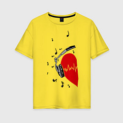Футболка оверсайз женская Влюбленная меломанка, цвет: желтый