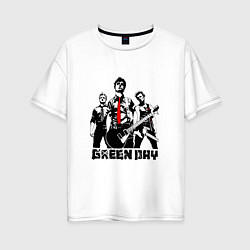Футболка оверсайз женская Группа Green Day, цвет: белый