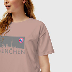 Футболка оверсайз женская Bayern Munchen - Munchen City grey 2022, цвет: пыльно-розовый — фото 2