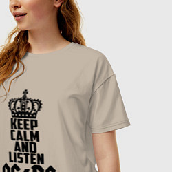 Футболка оверсайз женская Keep Calm & Listen AC/DC, цвет: миндальный — фото 2
