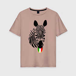 Футболка оверсайз женская Juventus Zebra, цвет: пыльно-розовый